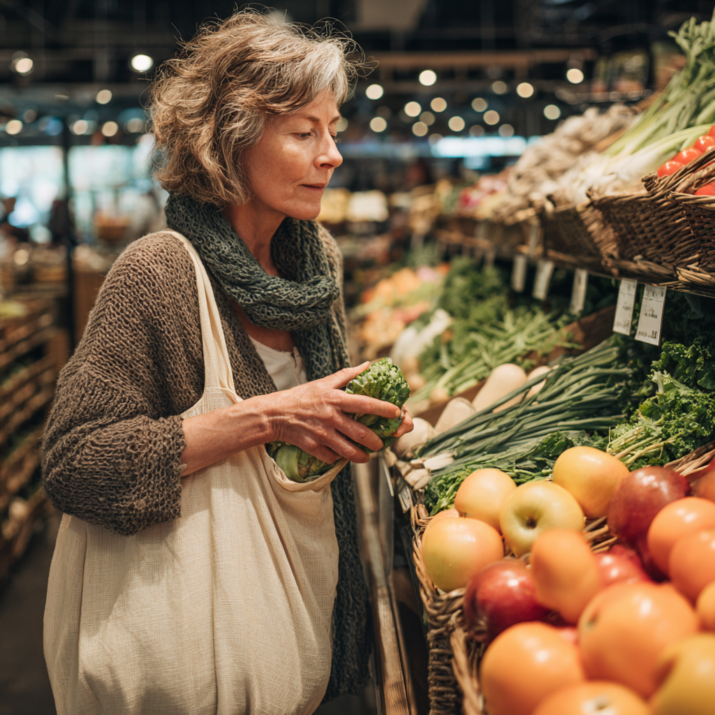 Яскравий асортимент свіжих фруктів та овочів в супермаркеті